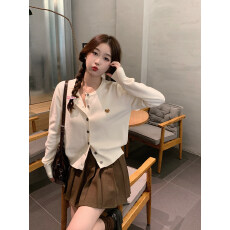 批发灰色针织开衫外套女2026新款春<b class='q'>秋</b>外穿毛衣外搭早春穿搭高级感上衣