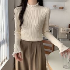 批发高领打底新款法式针织衫黑色别致修身秋<b class='q'>冬</b>2025上衣毛衣洋气