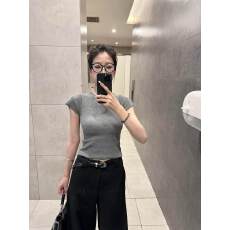 批发辣妹紧身打底上衣女春夏新款chic镂空设计感短款针织短袖正肩百搭