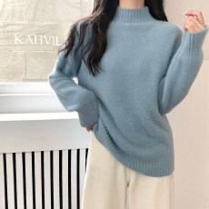 批发一体绒毛衣女加厚秋冬气质保暖加绒内搭慵懒<b class='q'>宽松</b>半高领打底针织衫