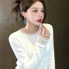 批发韩系刺绣镂空长袖<b class='q'>t</b><b class='q'>恤</b>女士春秋2026新款设计感针织衫毛衣气质上衣