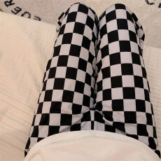 批发爆款百搭简约长裤仿棉薄款春<b class='q'>夏季</b>可外穿棋盘格可爱日系遛弯家居裤