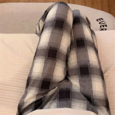 批发爆款百搭简约长裤仿棉薄款春<b class='q'>夏季</b>可外穿淡化格可爱日系遛弯家居裤