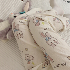 批发简约百搭长裤泡泡棉薄款春<b class='q'>夏季</b>可外穿星黛露可爱休闲遛弯家居裤