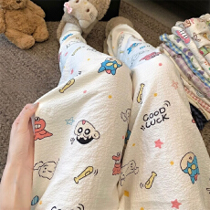 简约百搭长裤泡泡棉薄款春夏季可外穿小新可爱休闲遛弯家居裤