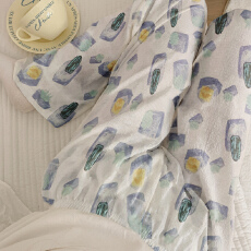 简约百搭长裤泡泡棉薄款春夏季可外穿蓝宝石甜美可爱遛弯家居裤