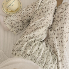 批发爆款百搭长裤泡泡棉薄款春夏季可外穿线条兔可爱休闲遛弯家居裤