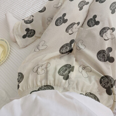 批发爆款百搭长裤泡泡棉薄款春夏季可外穿字母头可爱休闲遛弯家居裤