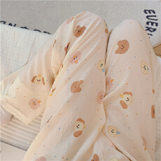 批发爆款百搭长裤泡泡棉薄款春夏季可外穿奶黄小熊可爱休闲遛弯家居裤