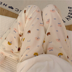 批发爆款百搭长裤泡泡棉薄款春夏季可外穿云朵小熊可爱休闲遛弯家居裤