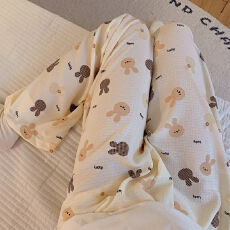 批发爆款百搭长裤泡泡棉薄款夏季可外穿Lucky兔子可爱休闲遛弯家居裤