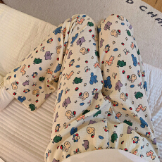 批发爆款简约百搭长裤泡泡棉薄款夏季可外动物世界可爱休闲遛弯家居裤