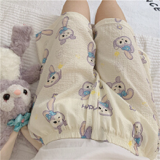 批发爆款百搭短裤泡泡棉薄款夏季可外穿紫兔子可爱甜美休闲遛弯家居裤