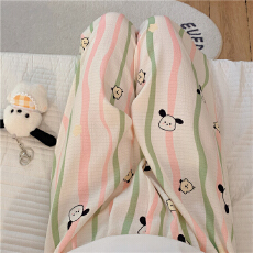 批发爆款百搭长裤泡泡棉薄款春夏季可外穿彩条<b class='q'>卡通</b>可爱休闲遛弯家居裤