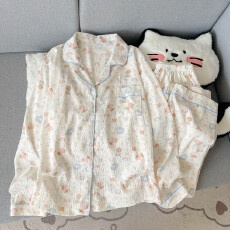 批发云朵棉翻领系列春夏季薄款可外穿睡衣长袖动物乐园百搭可爱套装