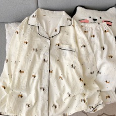 批发云朵棉翻领系列春夏季薄款可外穿睡衣长袖卡通百搭可爱套装