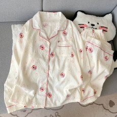 批发云朵棉翻领系列春夏季薄款可外穿睡衣长袖卡通百搭可爱套装