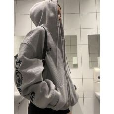 批发薄款/加绒 原版好做工 刺绣+白金拉链【华夫格复合】<b class='q'>卫衣</b>女