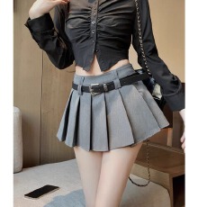 批发小众辣妹西装百褶裙女夏季新款高腰显瘦气质半身裙百搭a字短裙ins