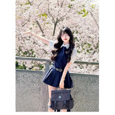 批发学院风背心<b class='q'>连衣裙</b>子女装夏季2025新款爆款小个子穿搭制服套装短裙