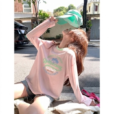 批发官图特价165克雪花棉<b class='q'>防晒</b>衣长袖t恤女装夏季新款薄款撞色圆领上衣