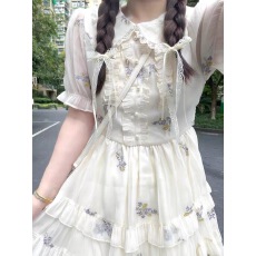 批发日系<b class='q'>可爱</b>娃娃领碎花<b class='q'>连衣裙</b>女夏气质甜美小个子收腰显瘦少女裙子仙