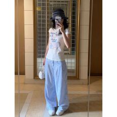 批发休闲<b class='q'>运动</b>套装女夏季正肩短袖T恤长裤可爱软妹减龄OOTD显瘦两件套