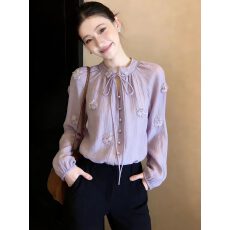 批发百搭<b class='q'>衬衫</b><b class='q'>女长袖</b>春季2026新款独特漂亮超好看气质系带内搭上衣女