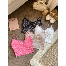 批发6023<b class='q'>蕾丝</b>花边冰丝小碎花吊带背心女夏内搭美背<b class='q'>文胸</b>一体带胸垫