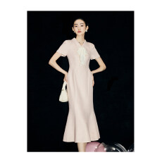 批发MandyZhang“黄金比例公主线”S型细闪小香风鱼尾连衣裙女春礼服