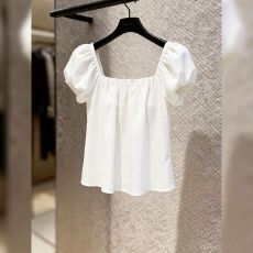 批发简约风白色方领气质泡泡袖衬衫女2026夏季<b class='q'>新款</b>百搭小个子显瘦上衣