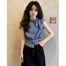 批发夏季新款洋气时髦漂亮女时尚气质高级感格子短袖衬衫韩版上衣爆款