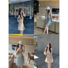 批发cchen陈陈-伊亚画刊 网纱简约垂感短裙女高腰显瘦<b class='q'>百褶</b>针织半身裙