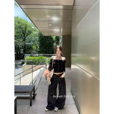 批发设计感牛仔一字肩上衣/长<b class='q'>裤</b>套组女
