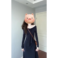 批发2026秋<b class='q'>冬</b>新款慵懒风假两件系带连衣裙女设计感显瘦内搭针织长裙