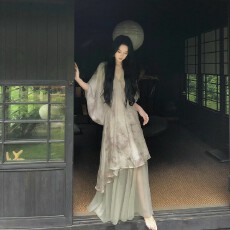 批发有洧Youwi2025巨好看的夏装薄纱<b class='q'>连衣裙</b>女宴会新中式禅意风长裙子