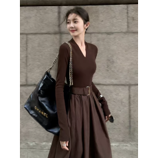 批发早秋女款2026年新款收腰a字高级感巨好看轻熟御姐感长袖<b class='q'>连衣裙</b>女