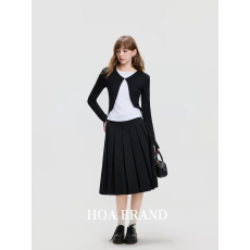 批发HOA小众设计假两件针织上衣女<b class='q'>春</b>秋2026新款修身显瘦休闲百搭上衣