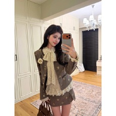 批发越韩小鱼Musefish 千金叙事 法式贵气亮片外套高腰半裙<b class='q'>套装</b>女秋冬