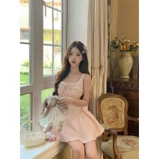 浅粉色甜美公主花边连衣少女收腰蓬蓬裙可爱裙子 shebyshj越南