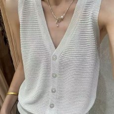 批发档口上新 法式复古V领针织马甲女薄款开衫背心上衣