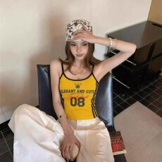 批发档口上新 美式复古字母印花吊带背心女夏季<b class='q'>新款</b>修身显瘦上衣