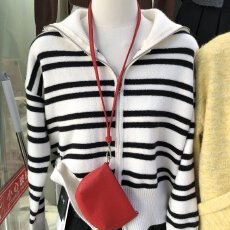 批发档口上新 条纹拉链针织开衫女上衣春秋<b class='q'>新款</b>百搭显瘦长袖外套