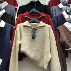 批发档口上新 秋冬<b class='q'>新款</b>美式复古半拉链针织衫毛衣上衣宽松百搭