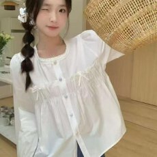批发档口上新 法式复古白色蕾丝拼接长袖衬衫女设计感上衣
