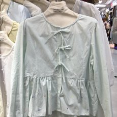 批发档口上新 春季新款法式复古系带长袖上衣衬衫女设计感百搭
