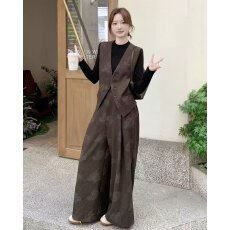 批发档口上新 复古提花马甲半身裙套装女两件套显瘦气质连衣裙