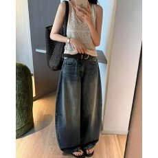 批发档口上新 美式复古夏季新款高腰显瘦阔腿<b class='q'>牛仔裤</b><b class='q'>女</b>百搭长裤