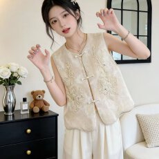 批发档口上新 新中式刺绣马甲女2026新款国风上衣背心坎肩