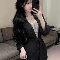 批发档口上新 2026新款黑色西装<b class='q'>外套</b>女短款收腰系带衬衫裙<b class='q'>连衣裙</b>